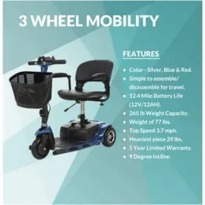 3 Wheel Travel Mobility Scooters